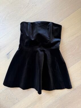 Zara Black Strapless Velvet Dress
